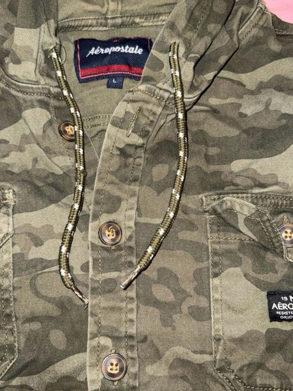 Aeropostale Men’s Camouflage Hooded Field Jacket - Olive/Tan